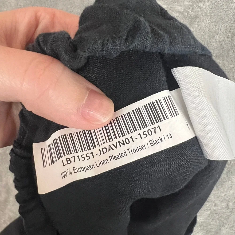 Quince 100% European Linen Pleated Trouser Pants Womens 14 Navy Minimalist